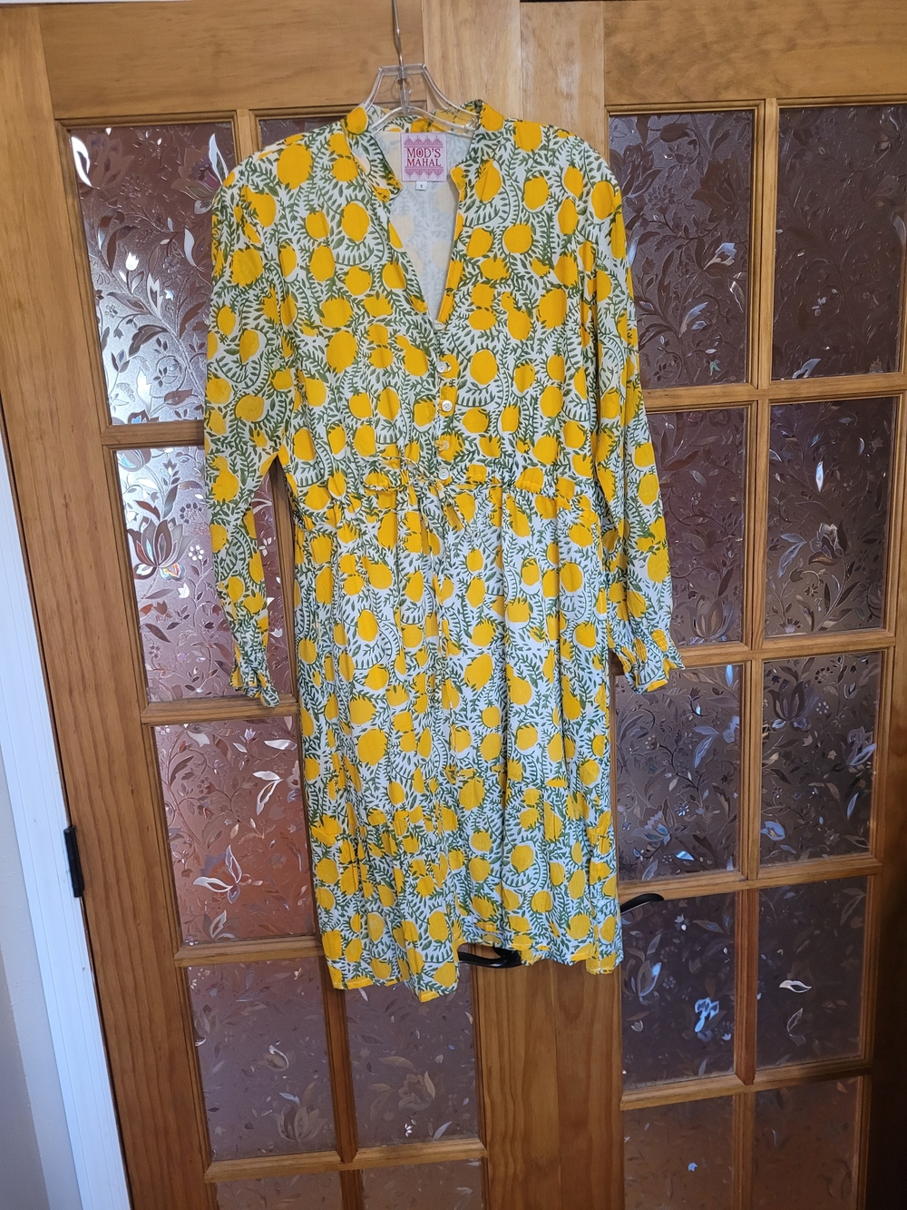 Yellow Lemon Print Women's Wrap Dress